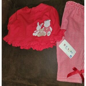 B.T. Kids Baby Tags Teddy Bear Vintage Outfit Top Pants NWT 12 Months 1999 New